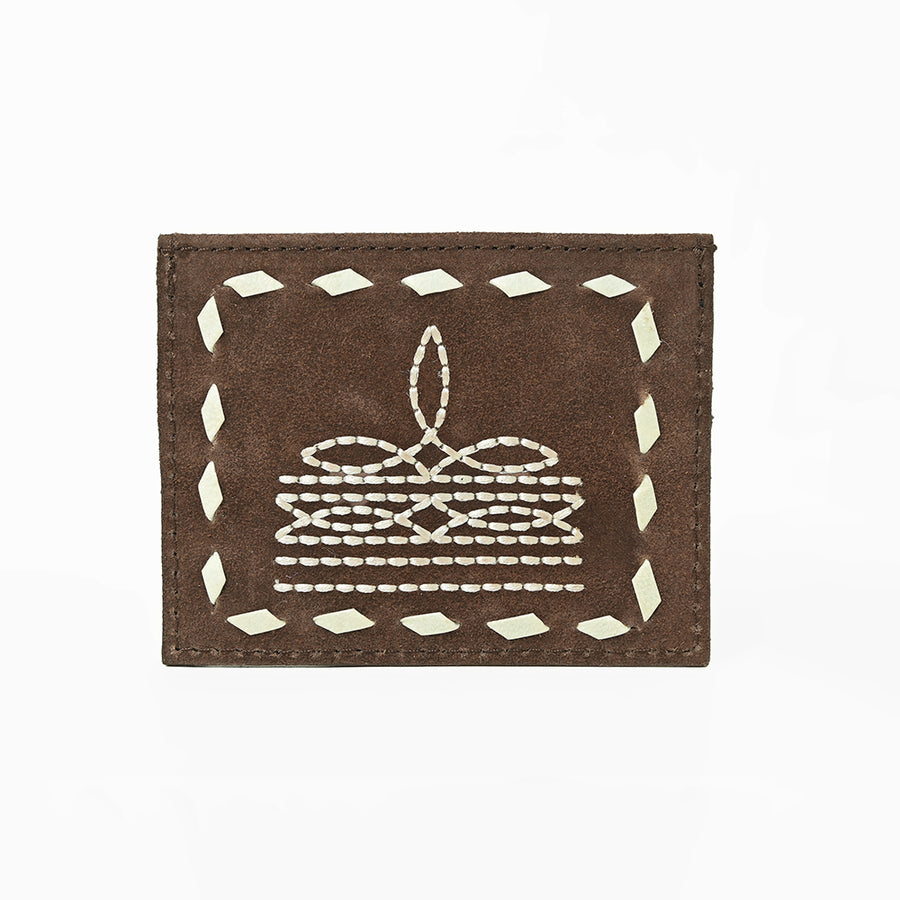 American Darling Handcrafted Genuine Leather Card Holder Wallet with Traditional Stitch Design