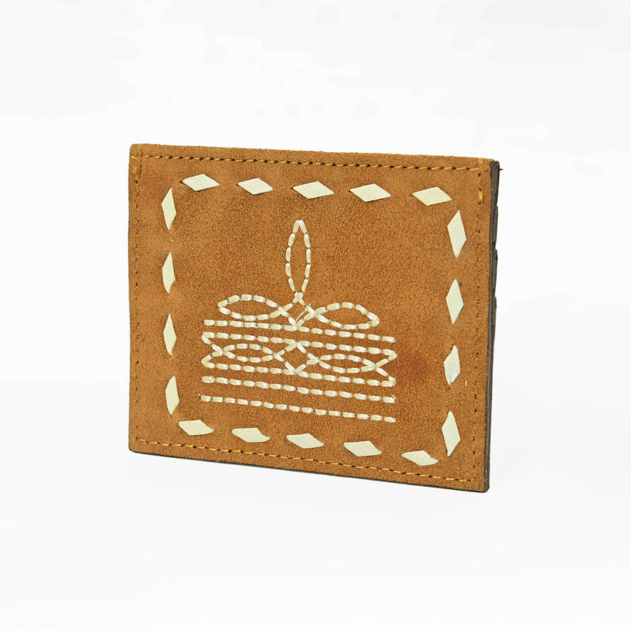 American Darling Handcrafted Genuine Leather Card Holder Wallet with Traditional Stitch Design - Uhorse