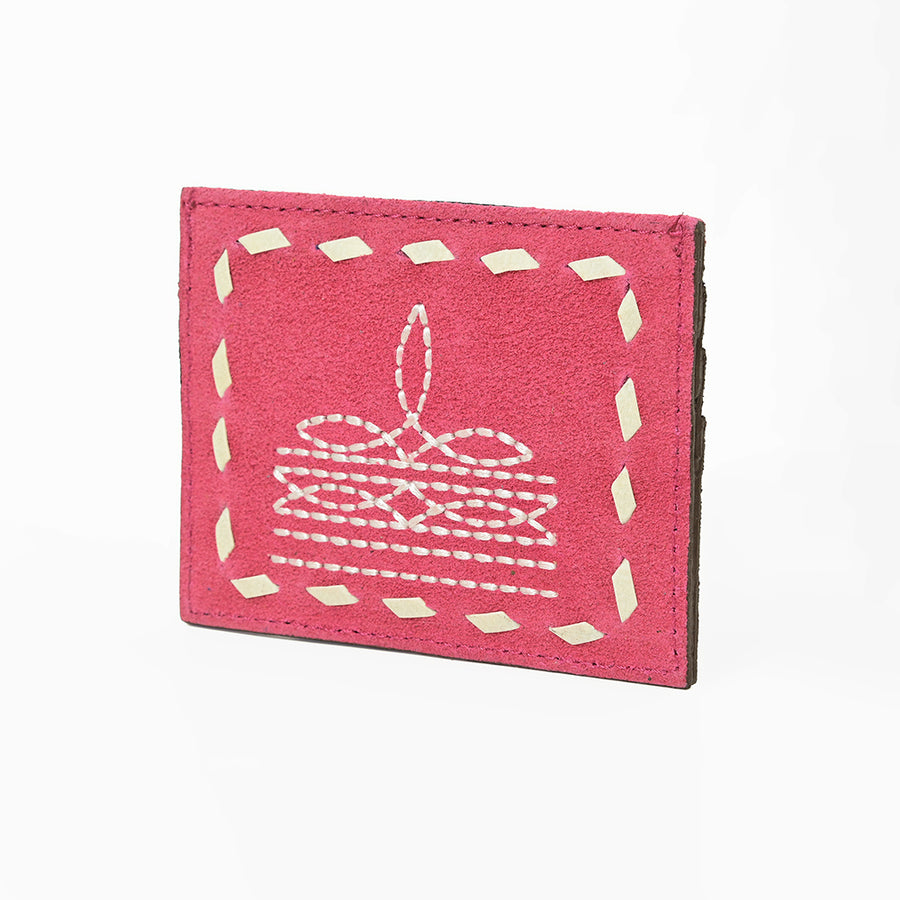 American Darling Handcrafted Genuine Leather Card Holder Wallet with Traditional Stitch Design - Uhorse