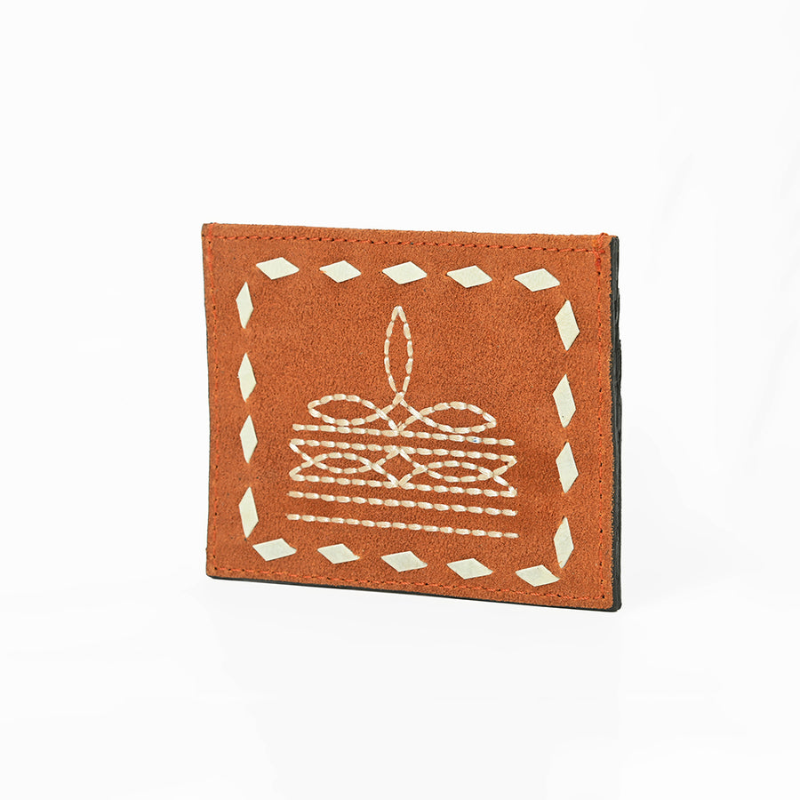 American Darling Handcrafted Genuine Leather Card Holder Wallet with Traditional Stitch Design - Uhorse
