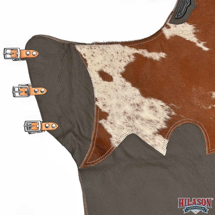 HILASON Adult Pro Rodeo Bronc Bull-Riding Leather Chinks | Handmade Chaps Western Riding for Adults Hand Tooled