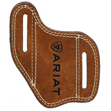 Ariat Knife Sheath Case Leather Embossed Logo Double Stitching Medium Brown