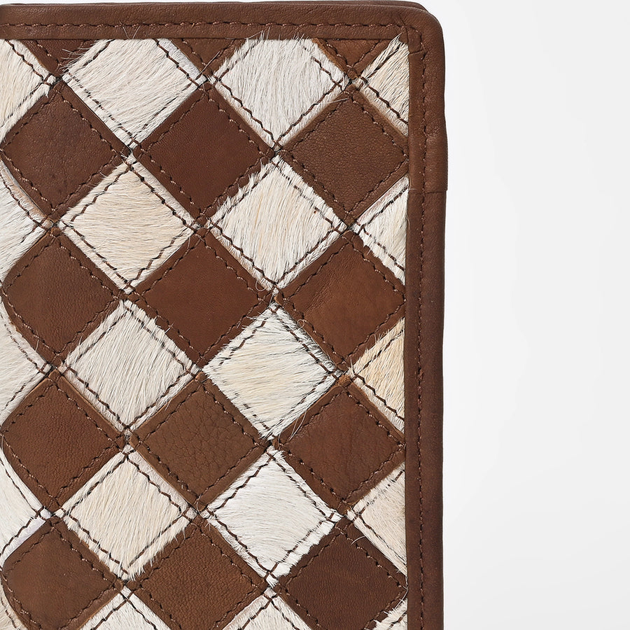 BarH Equine Leather Trifold Bifold Wallet Hair-On Checkerboard Rodeo Purse