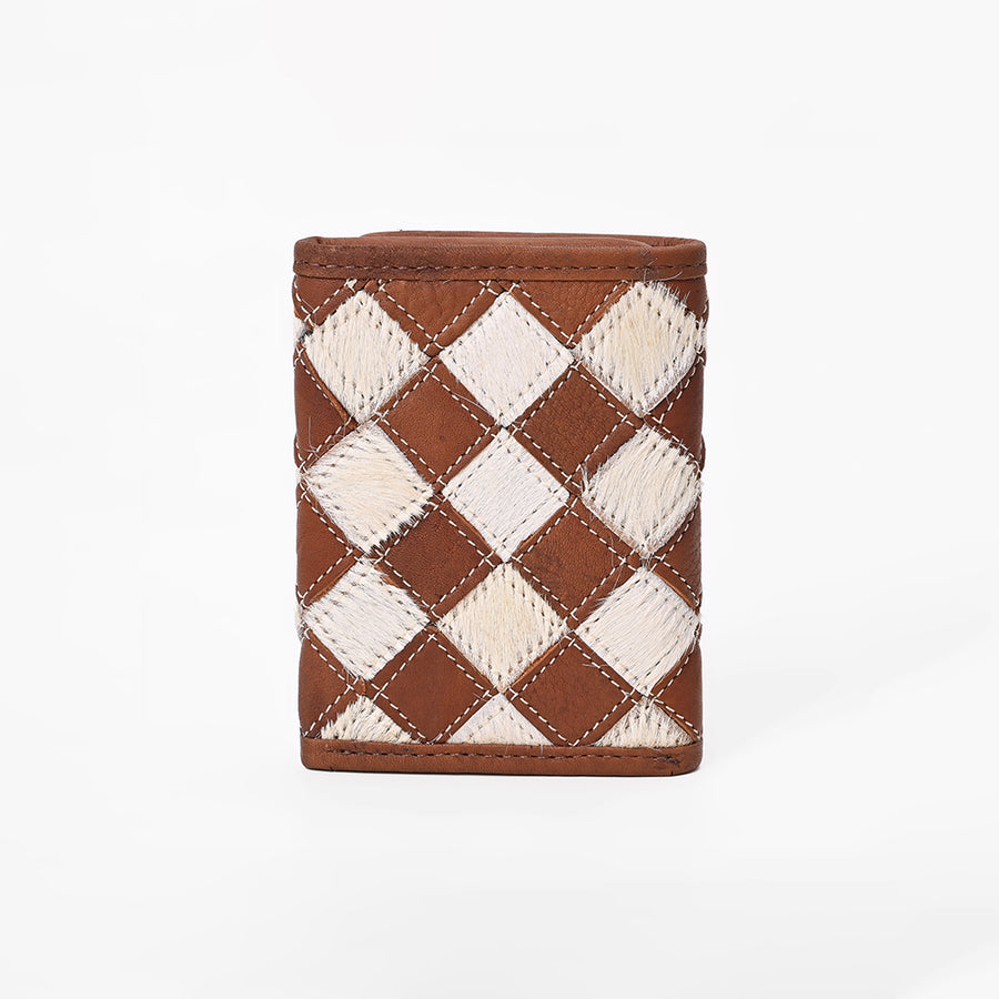 BarH Equine Leather Trifold Bifold Wallet Hair-On Checkerboard Rodeo Purse