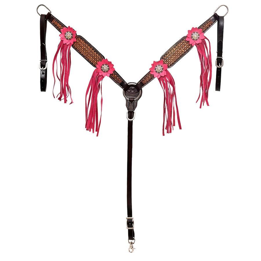 Bar H Equine American Leather Horse Saddle Tack One Ear Headstall Breast Collar Browband Wither Strap Set