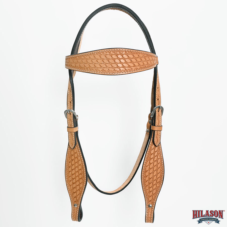 HILASON Western Horse Headstall Breast Collar Set Genuine American Leather Basket Weave Tan | For Horses