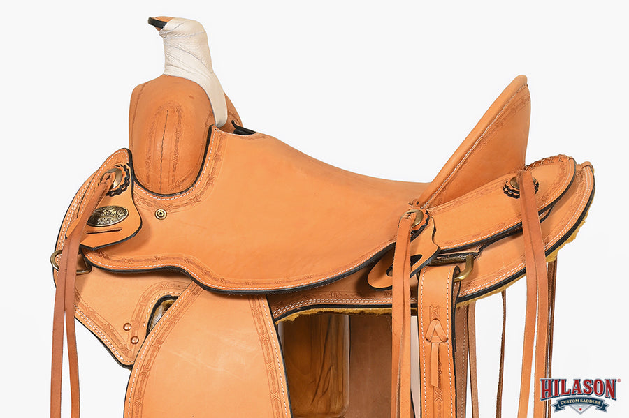 Hilason Western Horse Saddle American Leather Ranch Roping Trail Tan