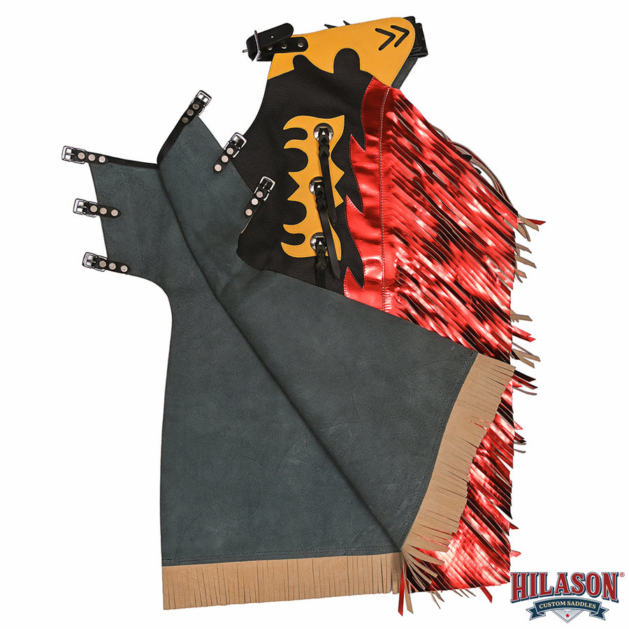 HILASON Western Genuine Leather Pro Rodeo Bull Riding Chaps Unisex