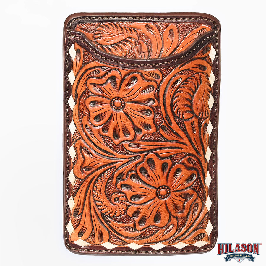 Hilason Western Stylish Floral Hand Tooled Genuine Leather Smartphone Cell Phone Holder