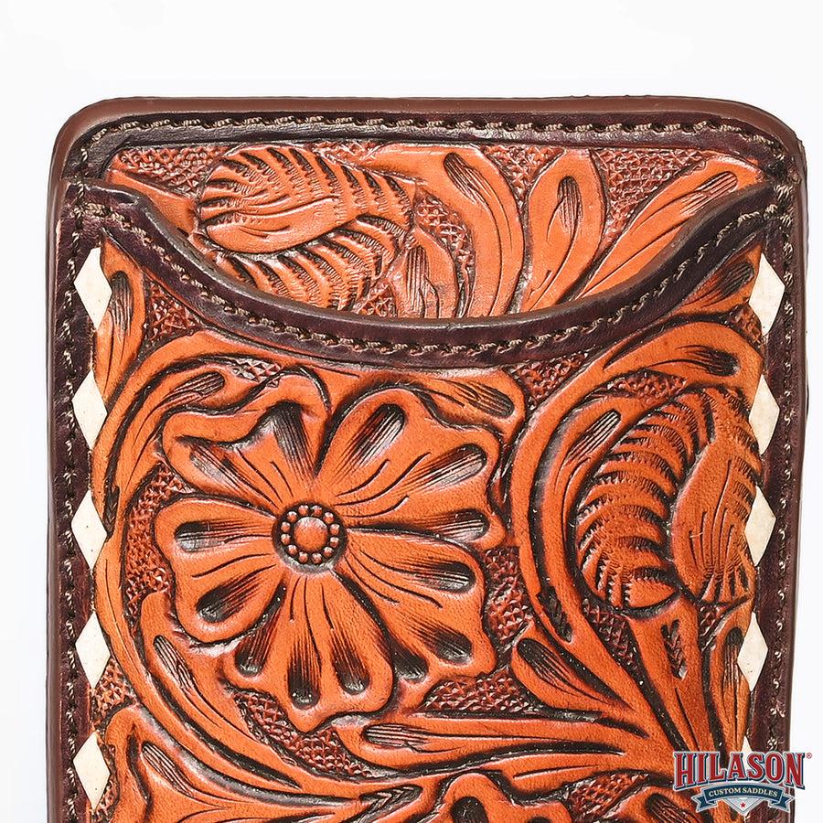 Hilason Western Stylish Floral Hand Tooled Genuine Leather Smartphone Cell Phone Holder