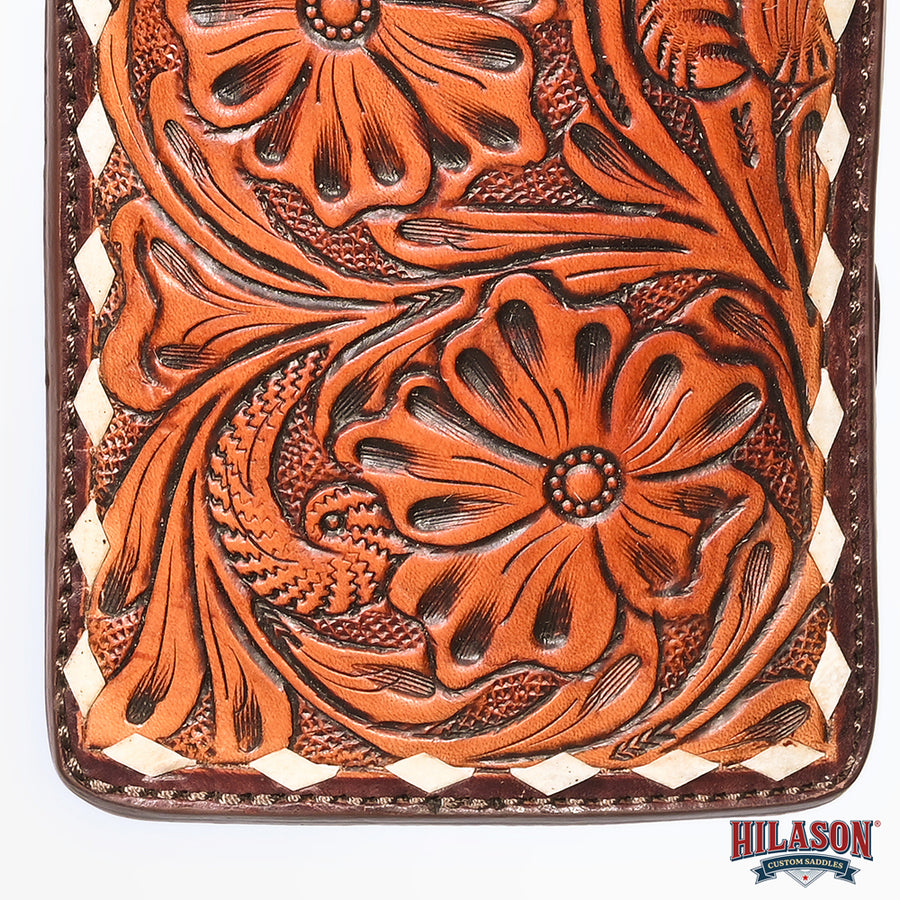 Hilason Western Stylish Floral Hand Tooled Genuine Leather Smartphone Cell Phone Holder