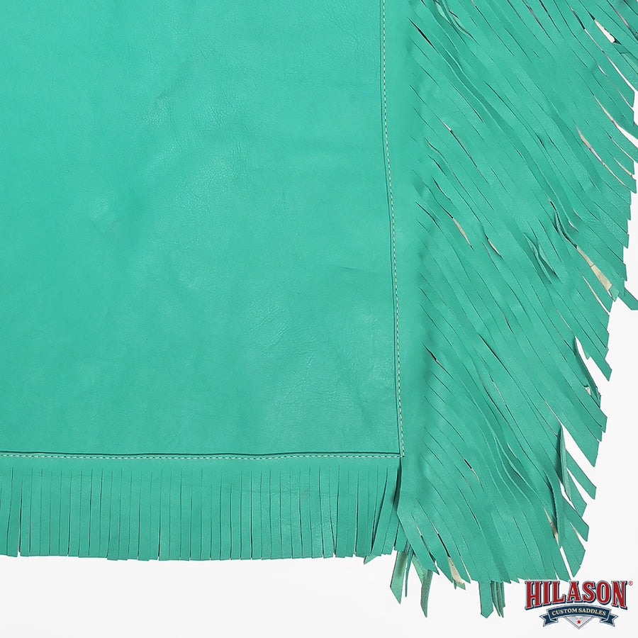 HILASON Pro Rodeo Bull Riding Chaps Genuine Leather Turquoise