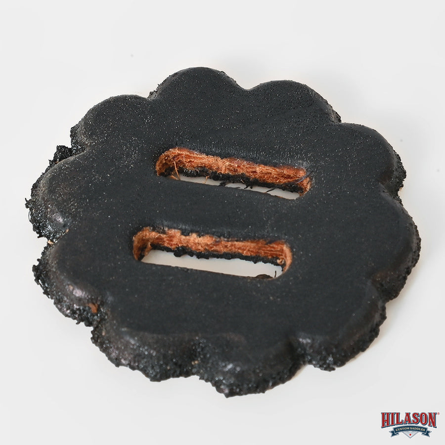 Hilason Slotted Scalloped Leather Rosette Concho Saddle Tack Black 1-1/2"