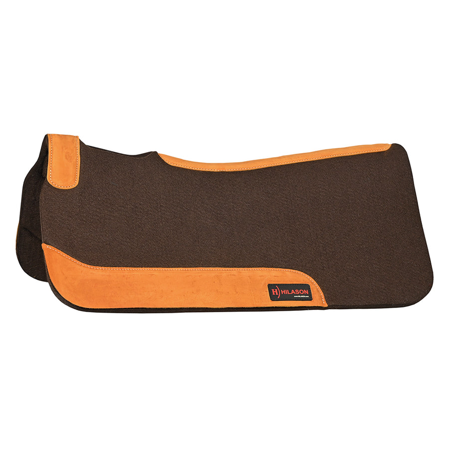 Hilason Western Wool Felt Horse Saddle Pad with Leather Border- Brown - Uhorse