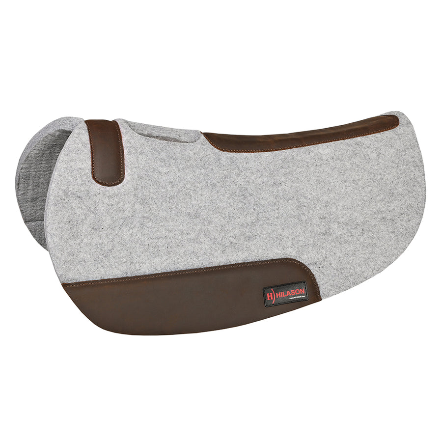 30X32 In Hilason Western Grey Felt Horse Saddle Pad with Croc Leather Border - Uhorse