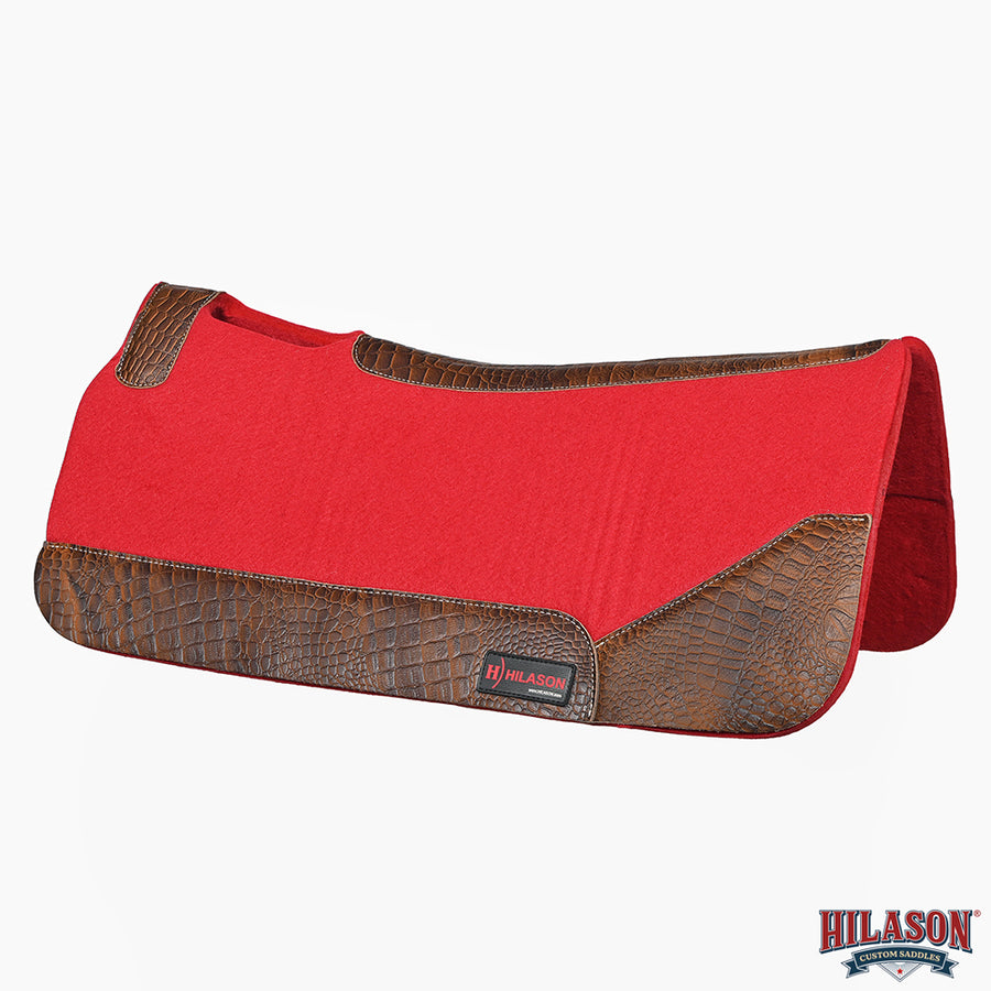 HILASON Western Wool Felt Horse Saddle Pad W/ Distressed Wear Leather | for Horses