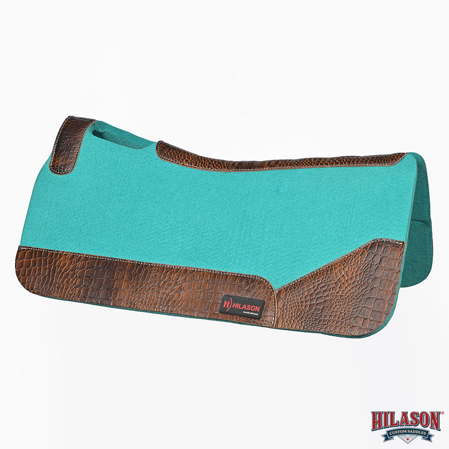HILASON Western Wool Felt Horse Saddle Pad W/ Distressed Wear Leather | for Horses