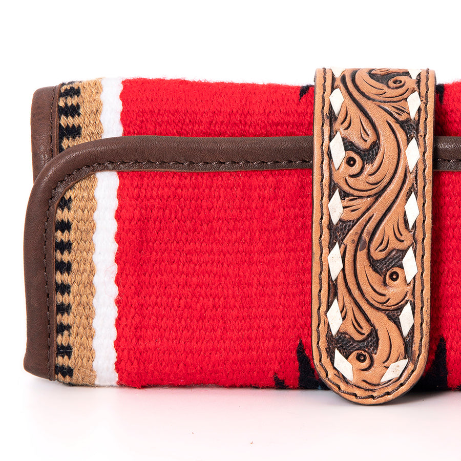 American Darling Jewelry Case for Women - Hair-On Cowhide, Hand Tooled Floral Carved Leather & Buck Stitched Travel Organizer