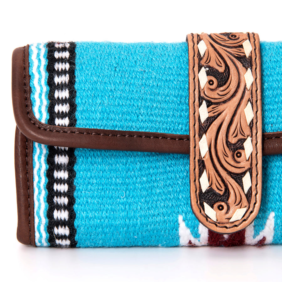 American Darling Jewelry Case for Women - Hair-On Cowhide, Hand Tooled Floral Carved Leather & Buck Stitched Travel Organizer