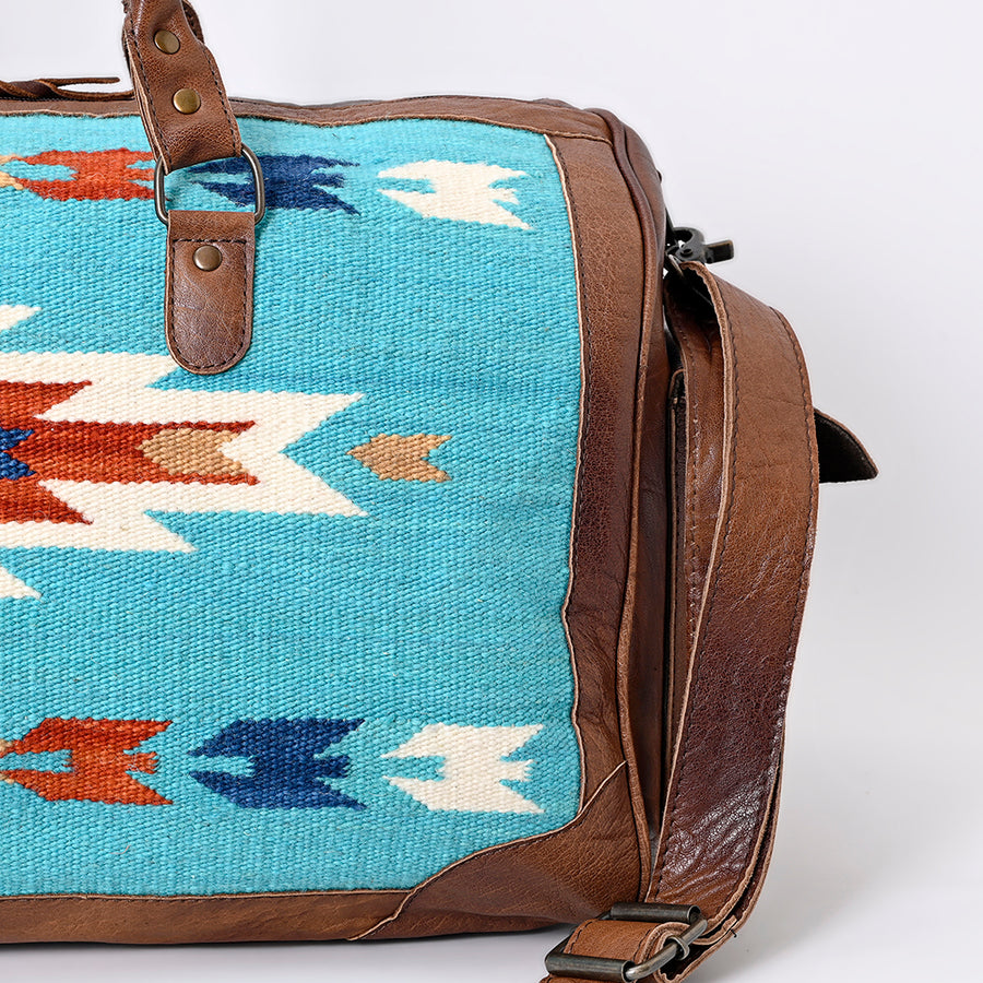 American Darling Duffel Bag Hand Woven Saddle Blanket Genuine Leather Western Travel Bag with YKK Zipper