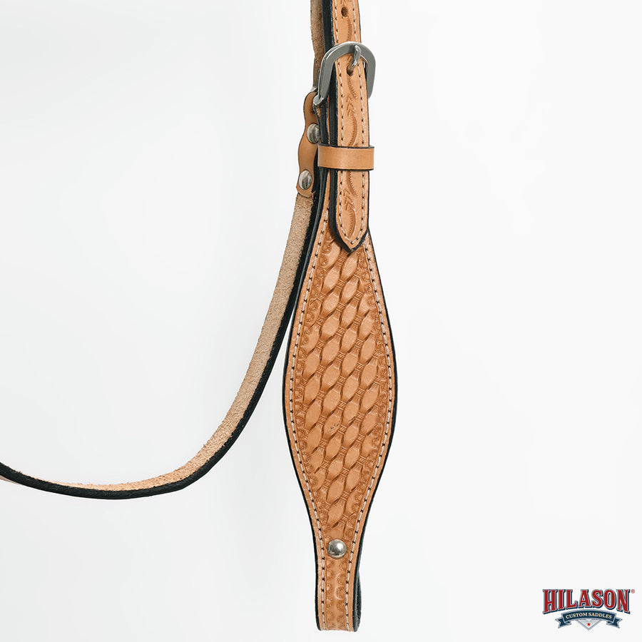 HILASON Western Horse Headstall Breast Collar Set Genuine American Leather Basket Weave Tan | For Horses