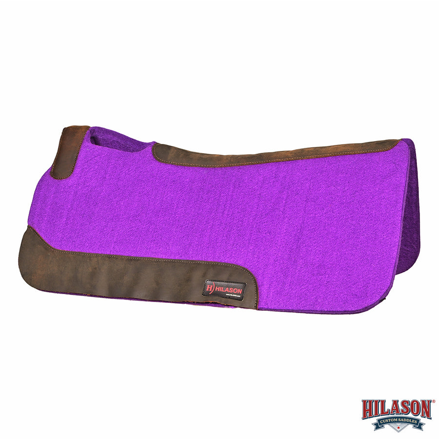 HILASON Western Wool Felt Horse Saddle Pad W/ Distressed Wear Leather | for Horses