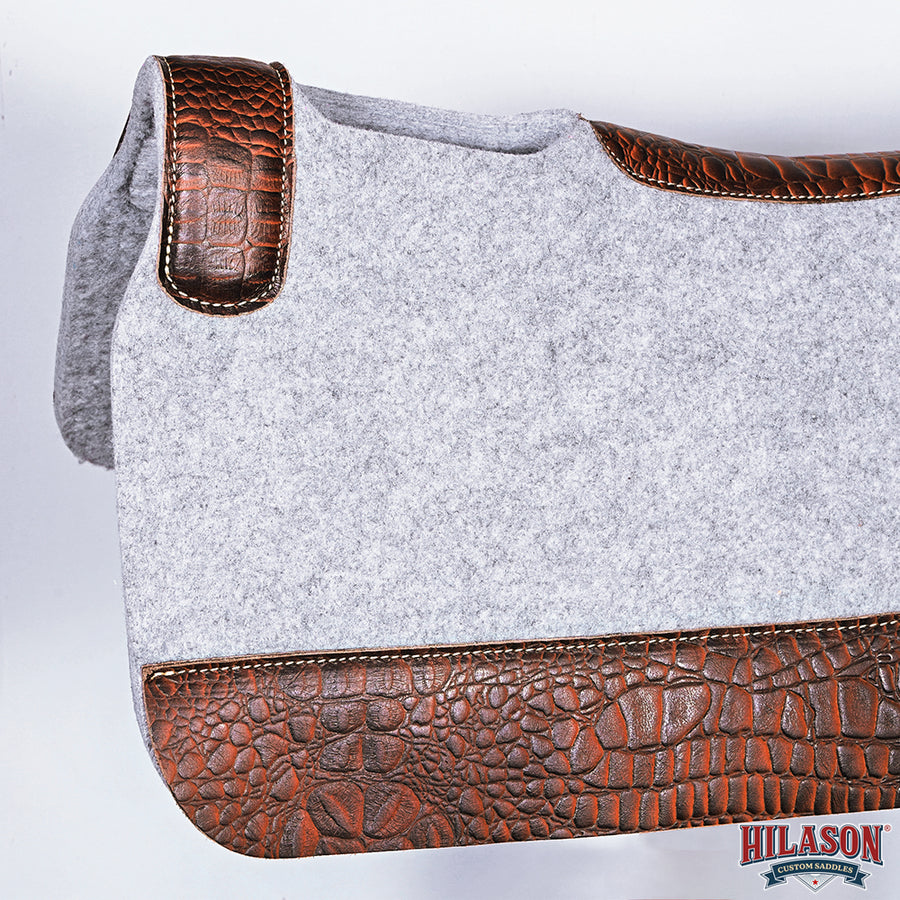 HILASON Western Wool Felt Horse Saddle Pad W/ Distressed Wear Leather | for Horses