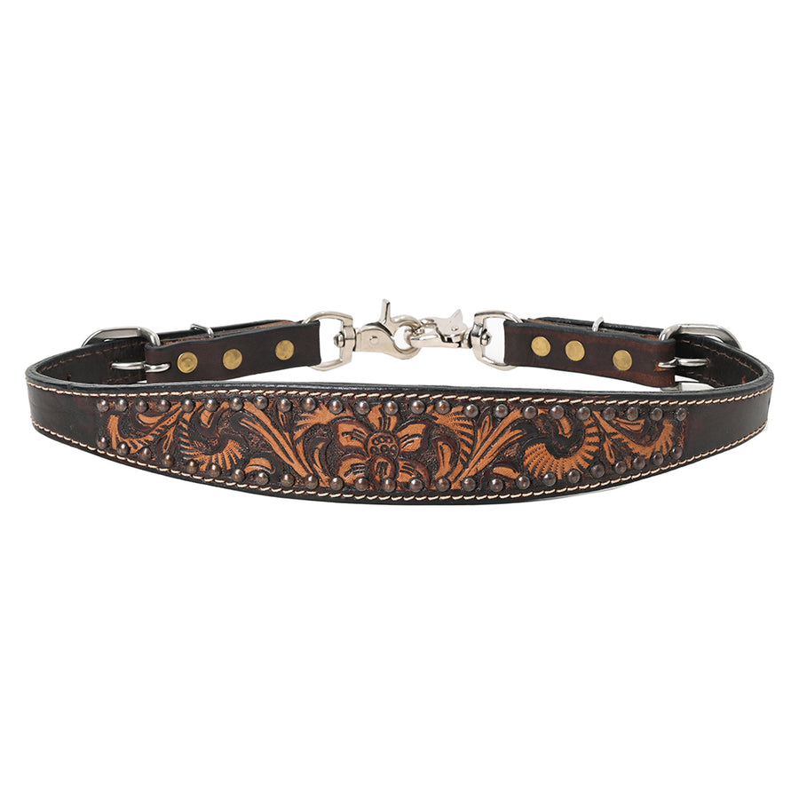 Black leather breast collar with tooled copper detail - Uhorse