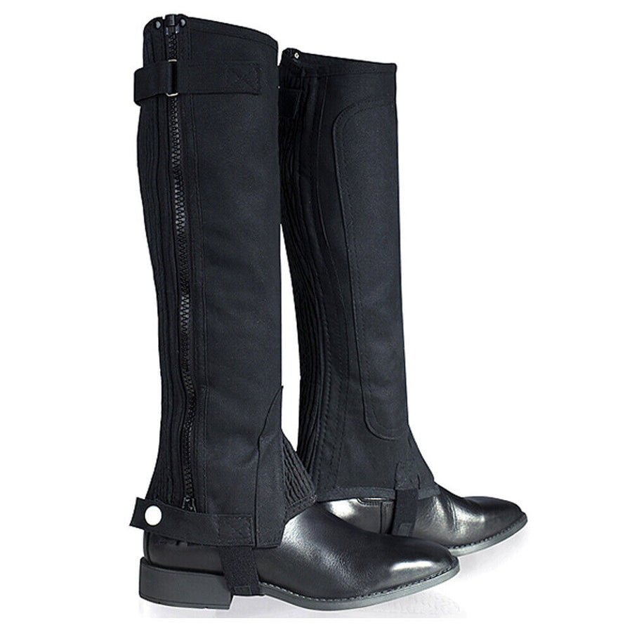 Horze Amara Childrens Chaps Easy Care Suede With Rib - Black S/W