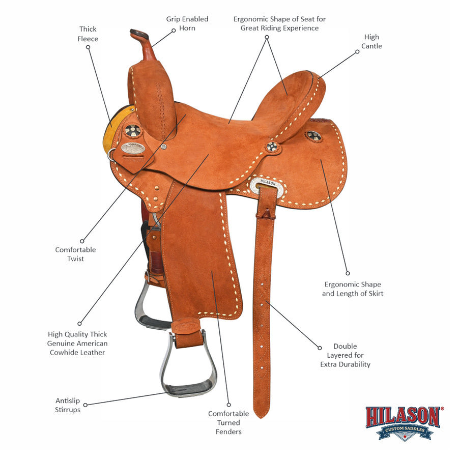 Hilason Western Horse Barrel Racing Wooden Tree American Leather Saddle