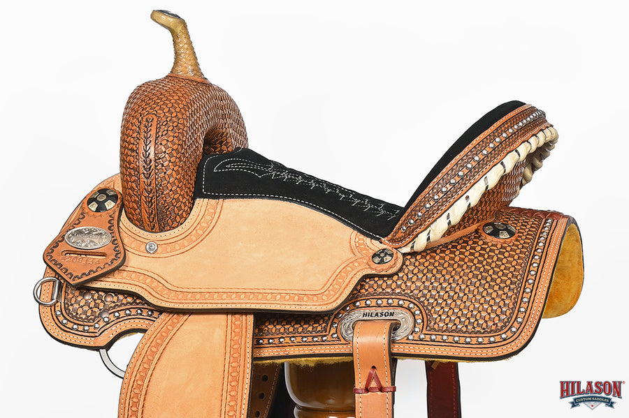 Hilason Western Horse Barrel Racing Wooden Tree American Leather Saddle