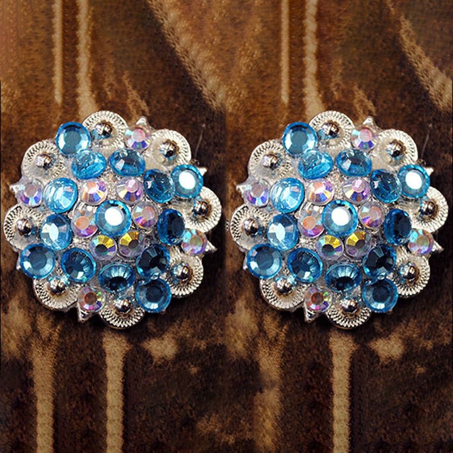 HILASON 1.5" Berry Concho Turquoise Crystal Rhinestone