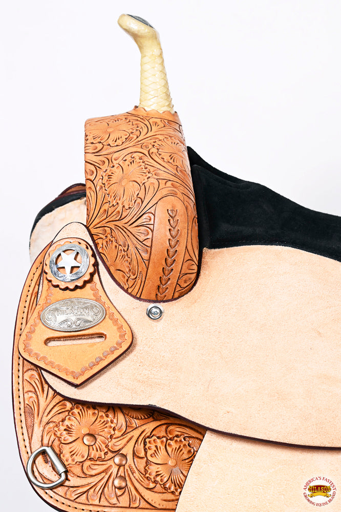 HILASON Western Horse Treeless Saddle American Leather Barrel | for Horses