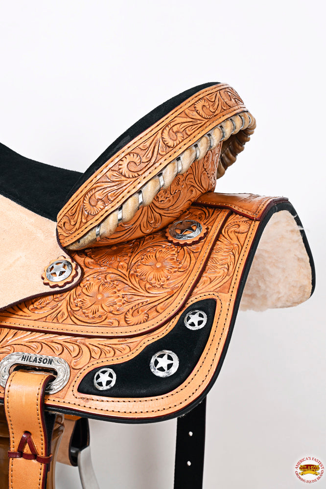 HILASON Western Horse Treeless Saddle American Leather Barrel | for Horses
