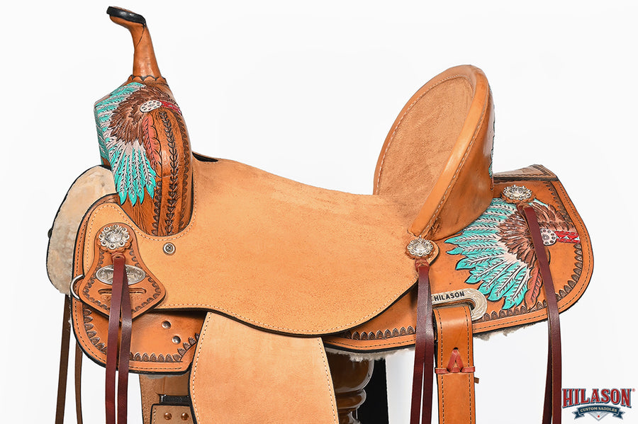 HILASON Flex Tree Western Horse Saddle in American Leather Barrel Trail | for Horses
