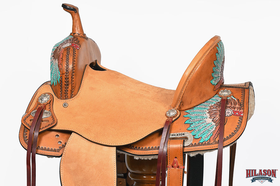 HILASON Flex Tree Western Horse Saddle in American Leather Barrel Trail | for Horses