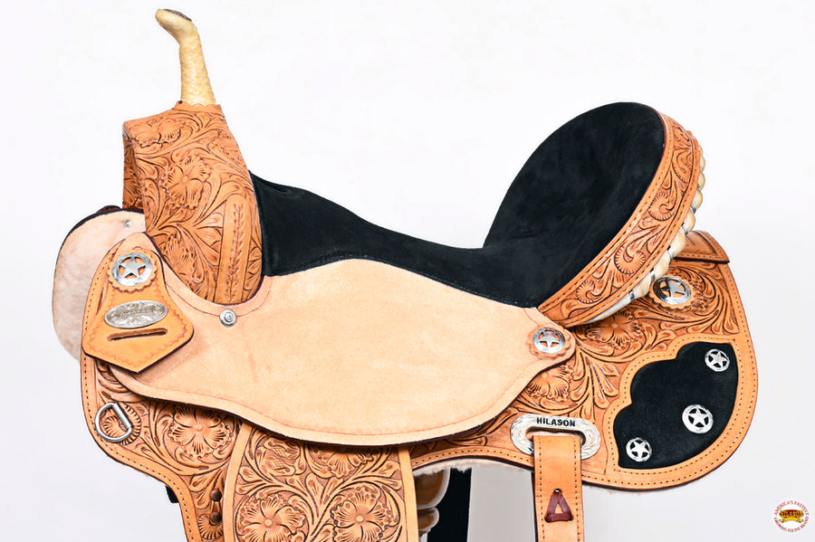 HILASON Western Horse Saddle American Leather Flex Trail Barrel | for Horses