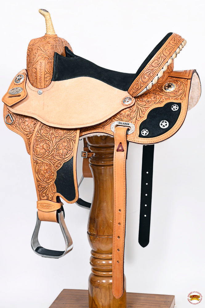 HILASON Western Horse Saddle American Leather Flex Trail Barrel | for Horses