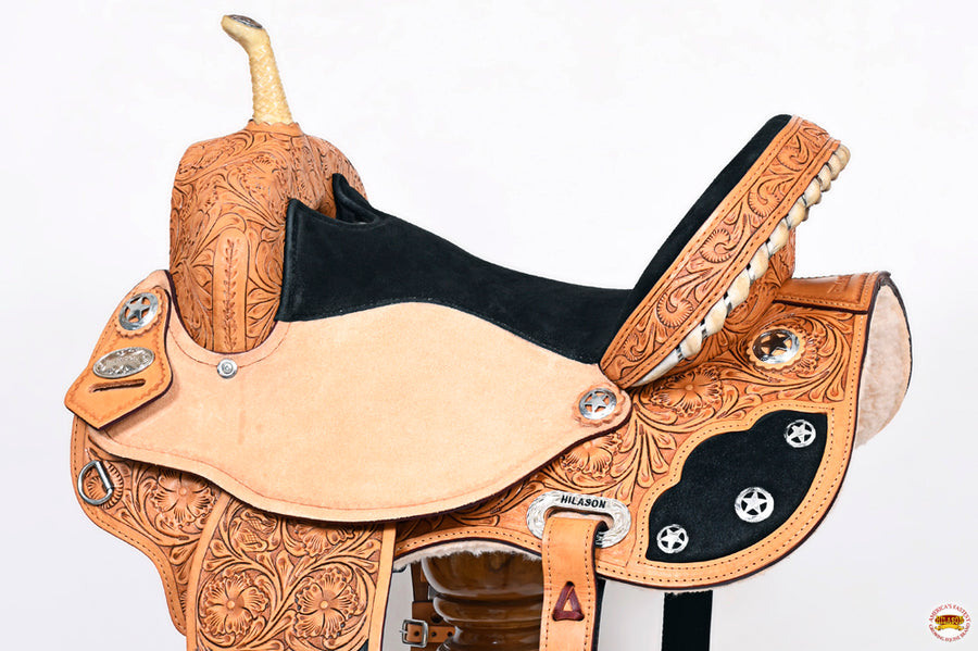 HILASON Western Horse Saddle American Leather Flex Trail Barrel | for Horses