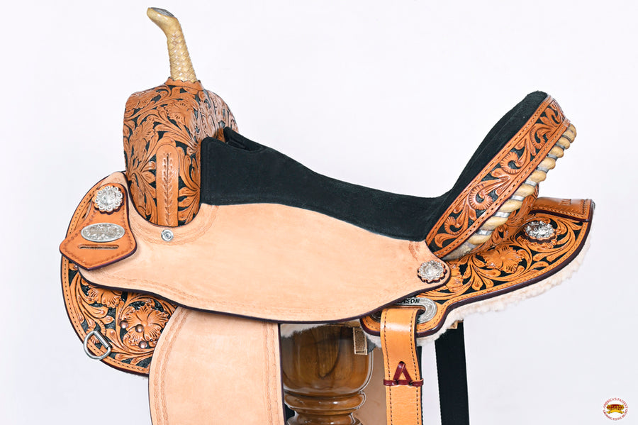 HILASON Western Horse Saddle American Leather Flex Trail Barrel Black | for Horses