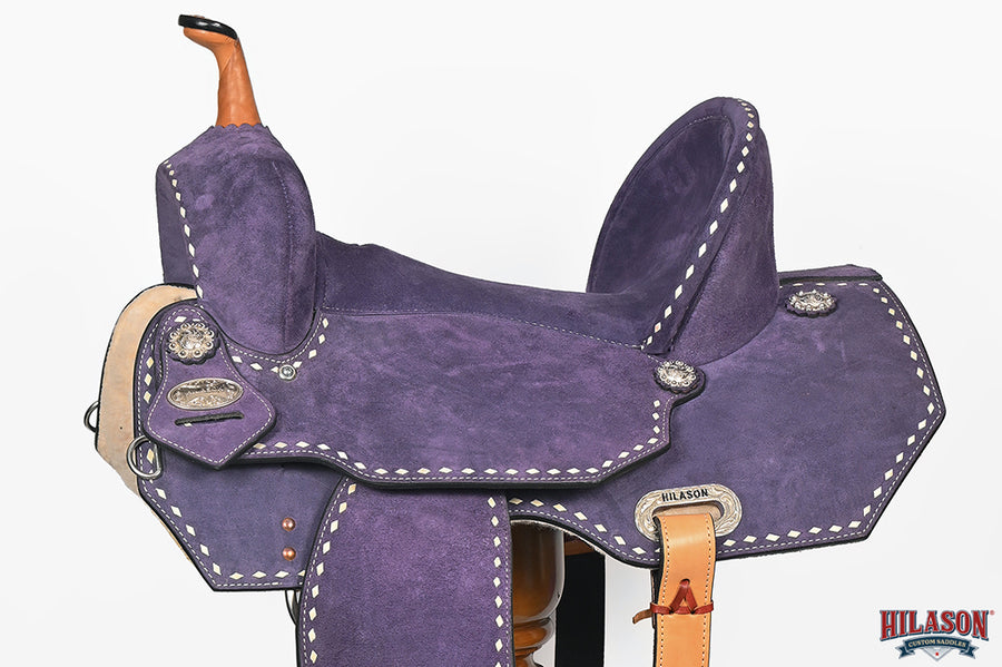 Hilason Western Horse Barrel Flex Tree Trail American Leather Saddle Blue