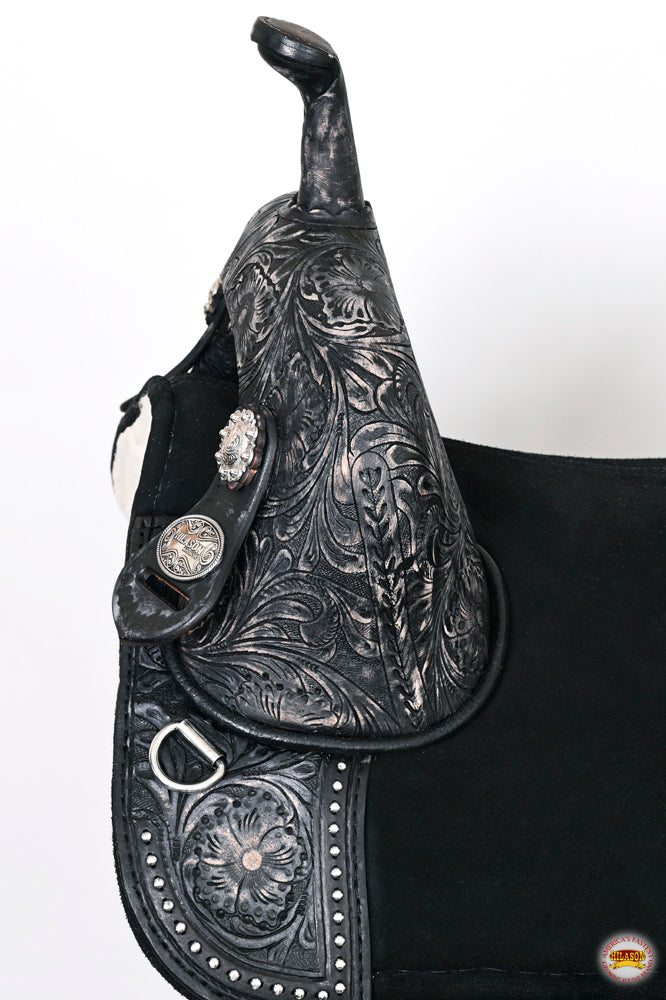 HILASON Western Horse Treeless Trail Barrel Saddle American Leather Black | for Horses