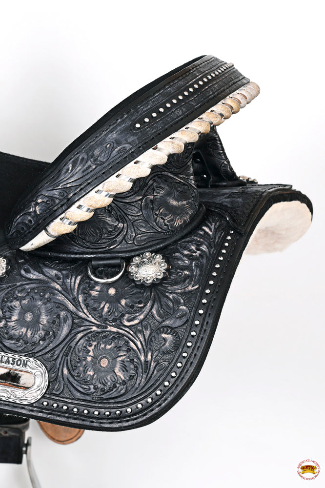 HILASON Western Horse Treeless Trail Barrel Saddle American Leather Black | for Horses