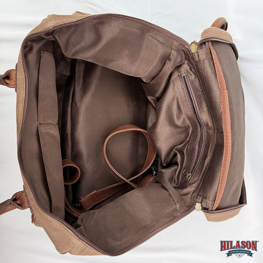 Hilaosn Canvas Hunter Bag with Brown Leather Trim, Dual Handles