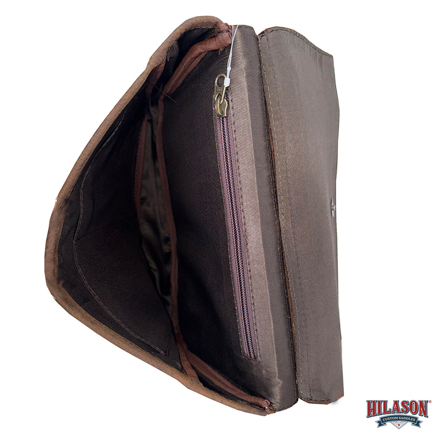 Hilason Canvas Hunter Bag with Dark Brown Leather Flap