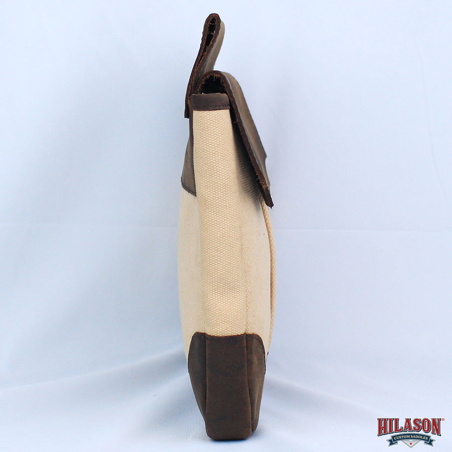 Hilason Canvas Hunter Bag with Dark Brown Leather Flap