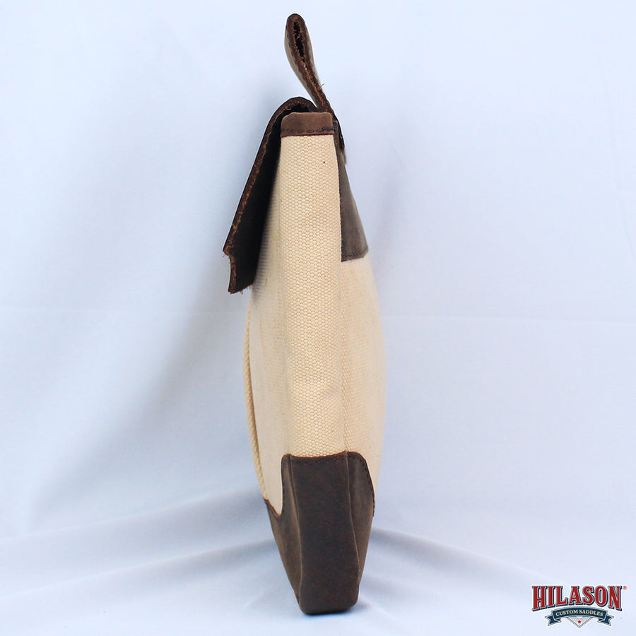 Hilason Canvas Hunter Bag with Dark Brown Leather Flap