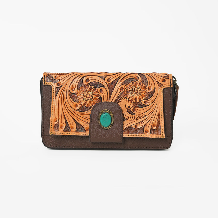 OHLAY Wallet Hand Tooled Genuine Leather Women Bag Western Handbag Purse | Womens Handbags |Leather Belt for Summer