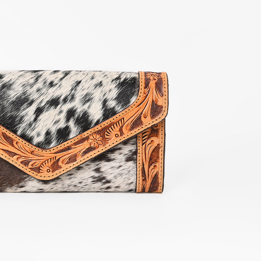 OHLAY Wallet Hand Tooled Hair-On Genuine Leather Women Bag Western Handbag Purse | Womens Handbags |Leather Belt for Summer