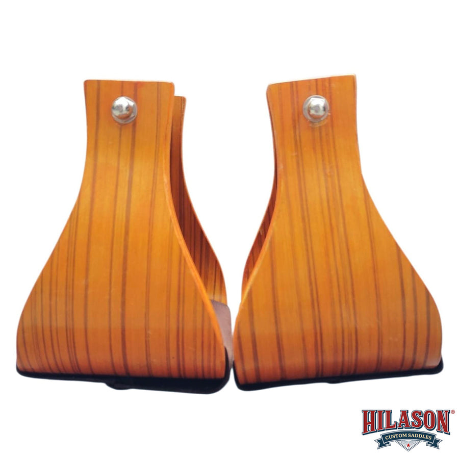 Hilason Wooden Western Horse Saddle Stirrups with Leather Tread